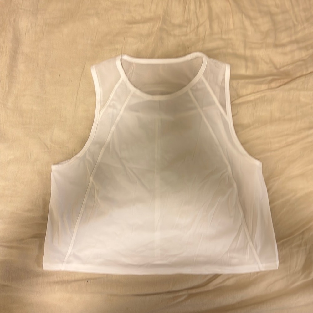 lululemon White Cut-Out Tank Top - Looser Fit (Size 8/M)